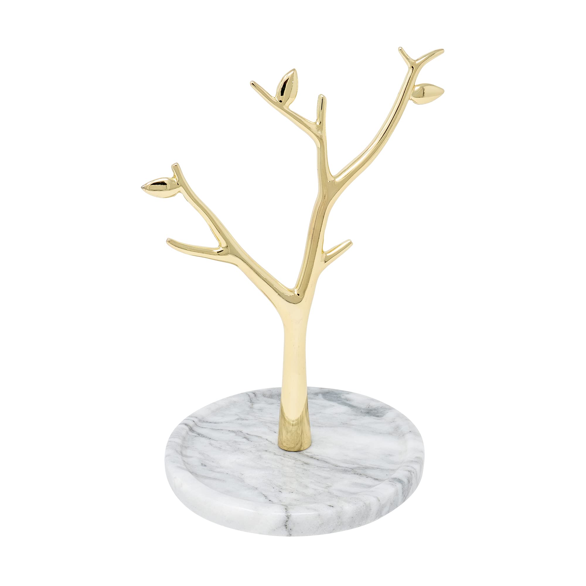 ATP MODERN Marble Jewelry Tree - White Jewelry Stand For Necklaces & Rings