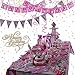 Unicorn Party Supplies, decorations by E-Z Parties, 138 Pieces Complete Party Set-up for birthdays, Baby Showers and more, Everything You Need for a Perfect Celebration, Serves 10