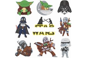 LCXPEI 9PCS Diamond Painting Kits for Kids,Cute Mandalorian Star War Full Drill Diamonds Paintings by Number,DIY Mosaic Stick