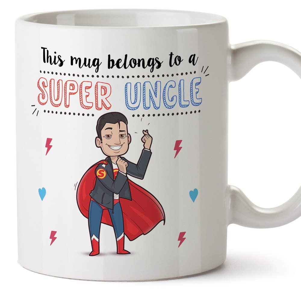 MUGFFINS Uncle Mug/Cup - Super Uncle - Coffee Mug for Breakfast/Birthday Presents for Uncles/Ceramic 11 oz