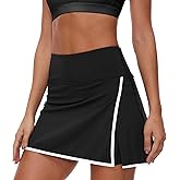 Lightbare Women’s Tennis Skirts High Waisted Mini Golf Skirt with Shorts Pockets Side Slit Skort Quick Dry for Athletic