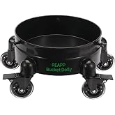 REAPP Bucket Dolly with Wheels,Heavy-Duty 360&deg;Rolling Car Wash Bucket Dolly with 5 Wheels and 2 Locking Casters Compatible with 4, 5 and 6 Gallon Buckets (Black, 3''Casters Roller Wheels)