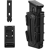 Huntvp Mag Pouch 9mm Pistol Magazine Pouch Soft Shell Adjustable Universal Mag Carrier with MOLLE & Belt Clips (Black)