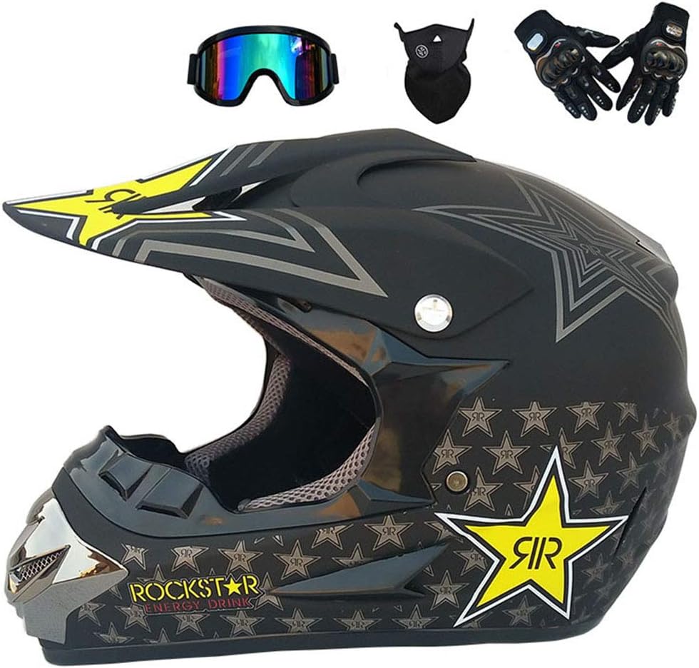 Motocross Helmet Beach Racing Helmet Mountain Bike All-Around Helmet Adult Men And Women (Gloves, Goggles, Masks, Set Of 4)