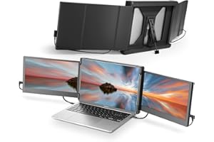 Teamgee Portable Monitor for Laptop, 12” Full HD IPS Display, Dual Triple Monitor Screen Extender, HDMI/USB-A/Type-C Plug and Play for Windows, Chrome & Mac, Work with 13”-16” Laptops