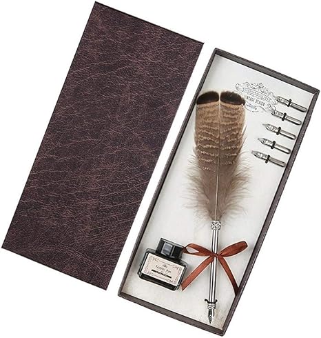 Amazon Co Jp ステーショナリーギフト用5交換用ニブベースと手作りのディップペン英語書道フェザーライティングインクボトルセット 高級筆記具 Size 5 ホーム キッチン