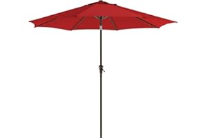 SONGMICS Patio Umbrella, 9 ft Outdoor Table Umbrella, Deck Umbrella, with 8 Ribs, UPF 50+, 30° Dual-Tilt System, Base Not Inc
