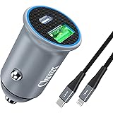 Upgraded 20W PD Fast Car Charger, Cluvox USB C Mini [All Metal] Car Adapter Compatible for iPhone 12 Pro Max/12 Pro/12 Mini/1