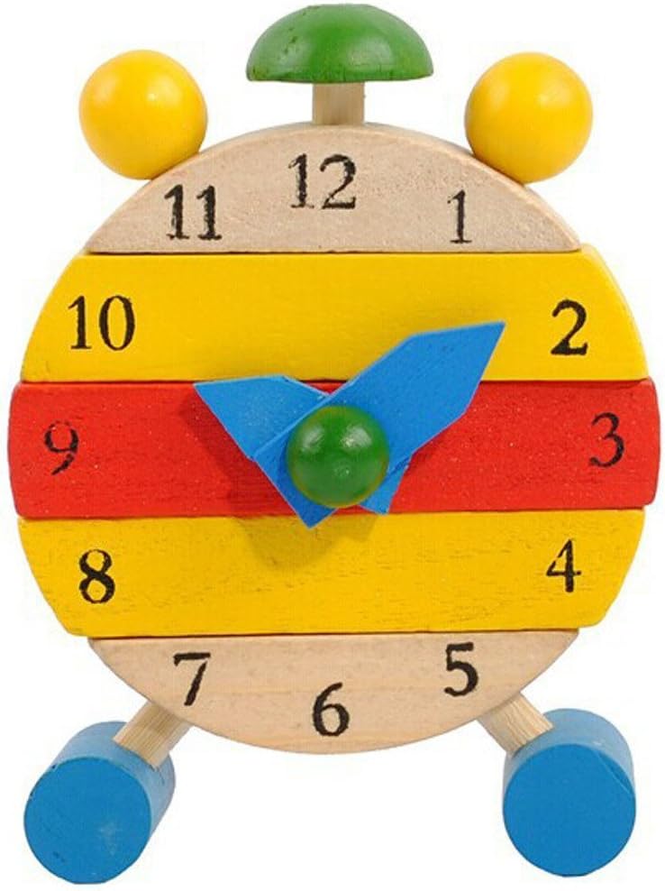 Colorful Hand Made Wooden Clock Educational Toys for Kids Playing Study Learning Time Bedroom Living Room Kitchen Home Decor 3.68.512cm