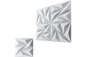 ZELMINE 3D Wall Panels for Interior Wall Decor, 32 pcs PVC Wall Panels, 11.8''x11.8'' Decorative Accent Wall Panels for Game Rooms, TV Walls Background, Living Rooms, Decorative Wall Panels, White