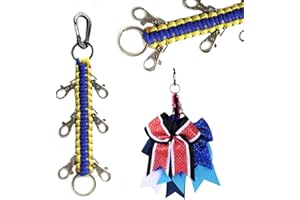 DEEKA Paracord Handmade Cheer Bows Holder for Cheerleading Teen Girls High School College Sports - Yellow/Royal Blue