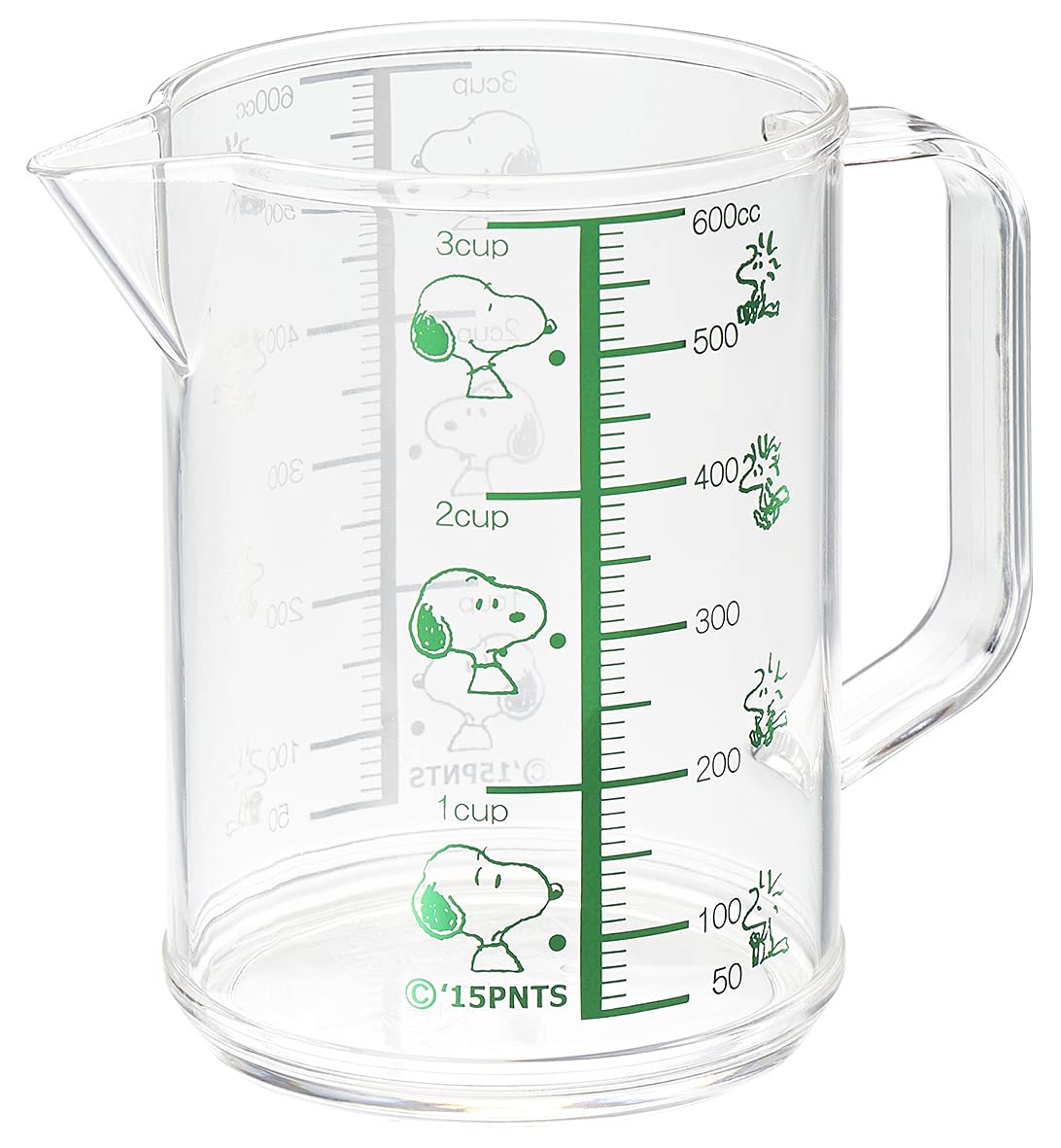 OSK(オーエスケー) 計量カップ スヌーピー メジャーカップ 大 600ml 日本製 目盛り付 熱湯対応 持ち手付 かわいい おしゃれ 使いやすい 注ぎやすい 料理用 クリア ウッドストック MC-2商品画像