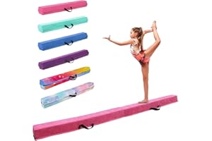 FINCOME 8FT/9.5FT Folding Balance Beam, Portable Gymnastics Beam Equipment with Non Slip Rubber Base & Suede Cover for Training/Practice/Professional Home Exercise