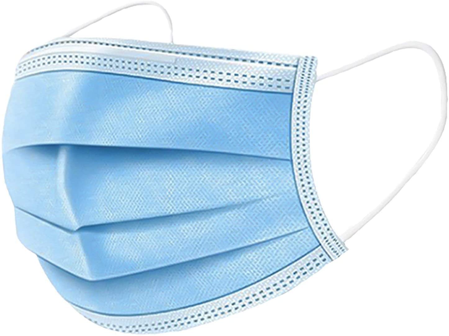 REQUISITE NEEDS Face Mask Blue 3 ply Disposable Face Mask for Adults, Disposable Breathable Face Coverings, Face Masks Breathable, Motorbike, Anti Haze Face Cover, Balaclavas Bandanas (BLUE)