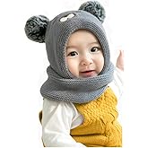 Wxllzlife Baby Kids Warm Winter Hats Baby Girls Winter Hat Cute Thick Earflap Hood Hat Scarves with Ears 3M-24M
