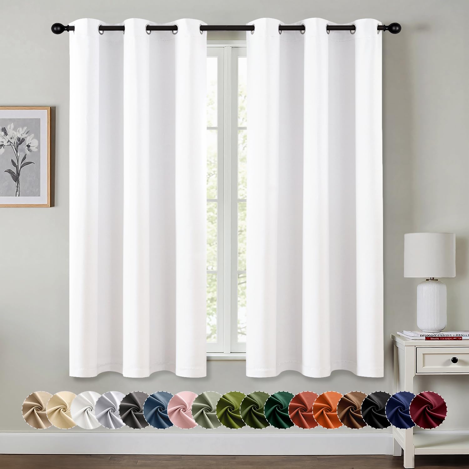 Photo 1 of MIULEE Pure White Room Darkening Curtains - Grommet Top Bedroom Window Treatment Curtains Thermal Insulated Drapes for Living Room Kitchen Light Blocking Drapery, 40 x 54 Inches Long, 2 Panels