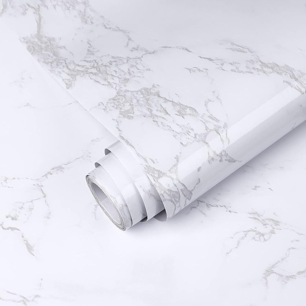 Decoroom Marble Self Adhesive Wallpaper Granite Grey White 90x600cm