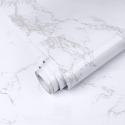 Decoroom Marble Self Adhesive Wallpaper Granite Grey White 90x600cm
