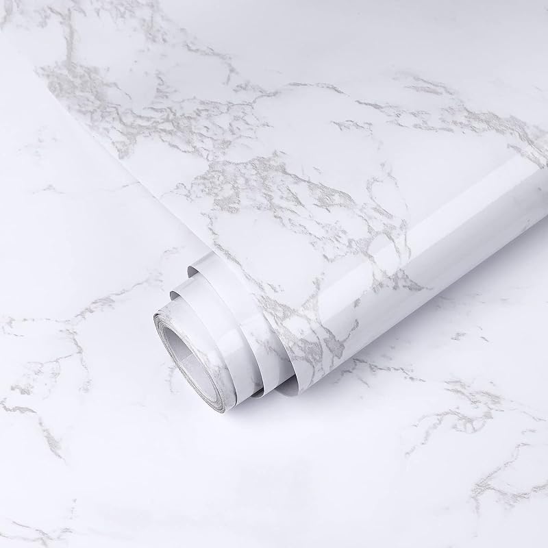 Decoroom Marble Self Adhesive Wallpaper Granite Grey White 90x600cm