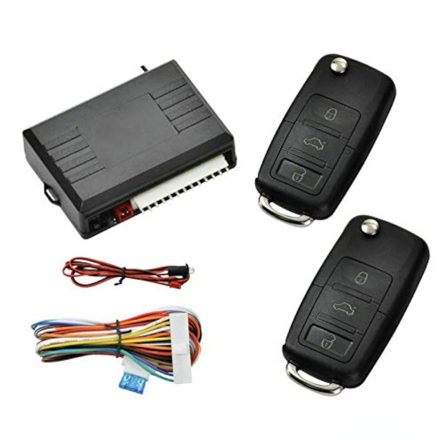 Universal Remote Control Central Door Lock Kit Style 1 Locking Keyless Entry Upgrade Kit with Contorl Box + 2 Replacement Remote Contorl for Car Central Door Lock