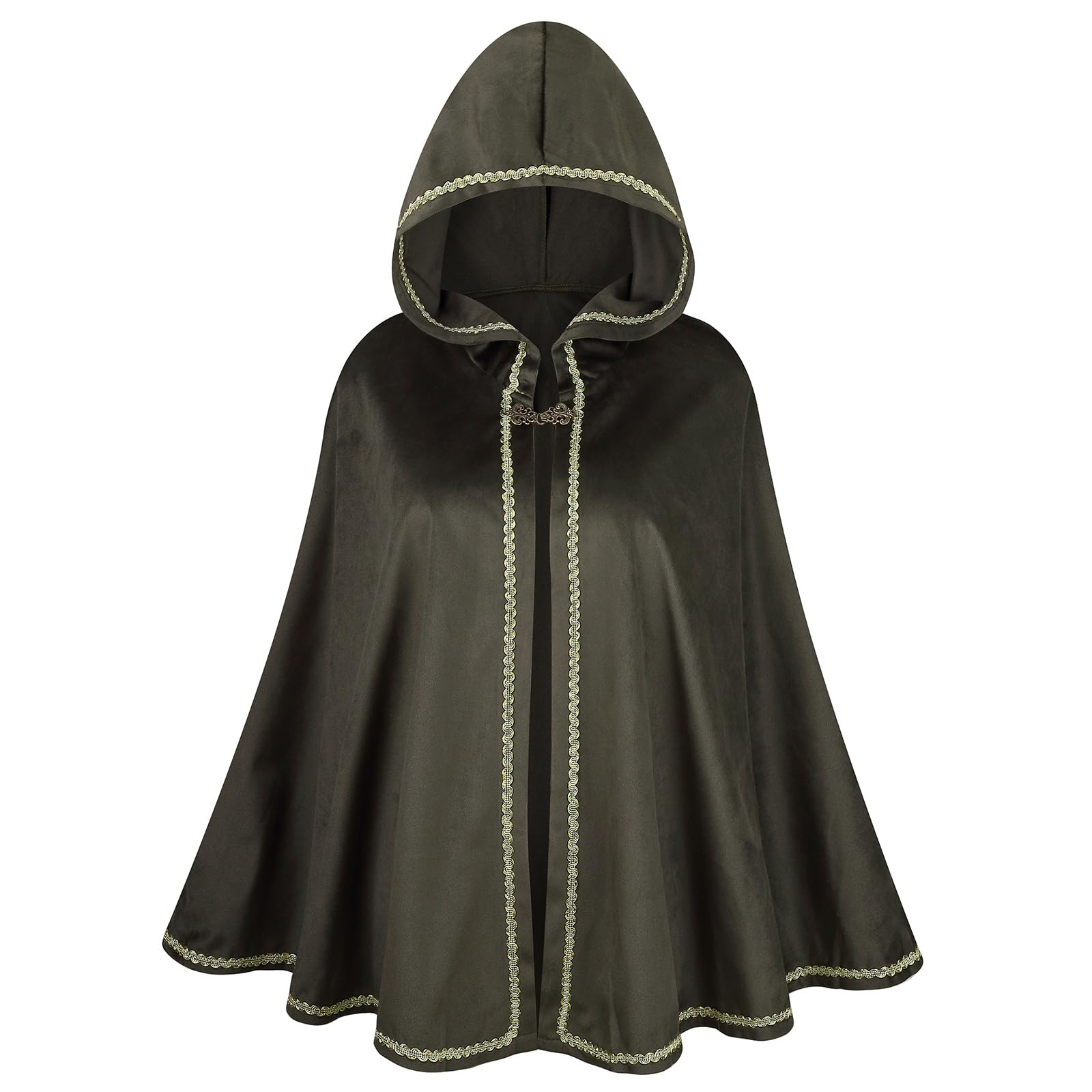 maxToonrain Medieval Costume Women Black,Women's Velvet Cape Renaissance Hooded Cloaks Victorian Halloween World Book Day Costumes Fancy Dress Accessories for Womens(Green,65CM)