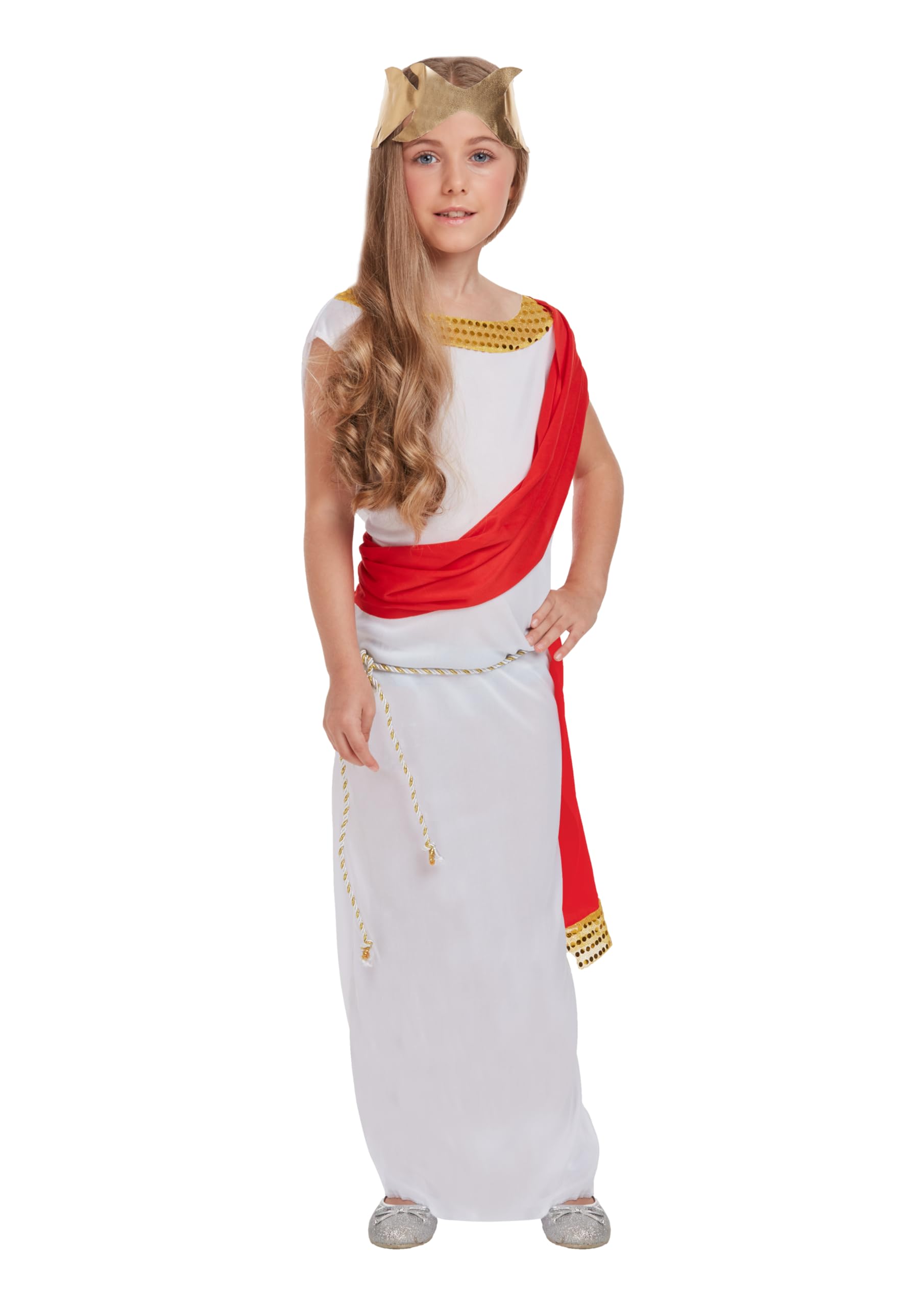HENBRANDT Children's Roman Goddess Costume - Historical Fancy Dress Outfit for Girls Book Week School Party Performance Theatrical Role Play Ages 10-12 Years Large