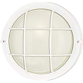 Westinghouse 6783600 One-Light Outdoor Wall Fixture, White Finish, White Glass Lens, Round