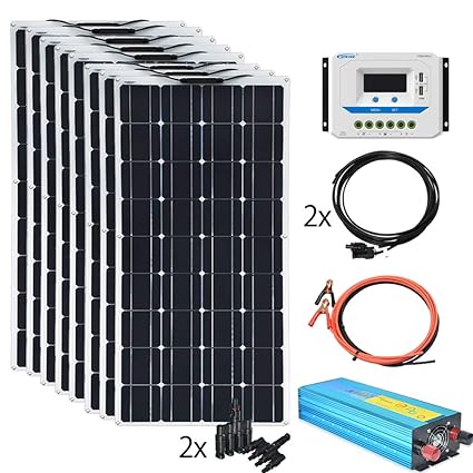 Xinpuguang 800w 24v Solar System Kit 100w Flexible Solar Panels Monocrystalline Cell Module 2000w 110v Inverter 12v24v 45a Controller Off Grid Solar