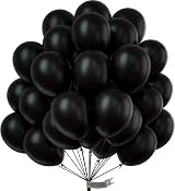 PartyWoo Black Balloons 50 Pcs 12 Inch Latex with 20m Ribbon Birthday Wedding