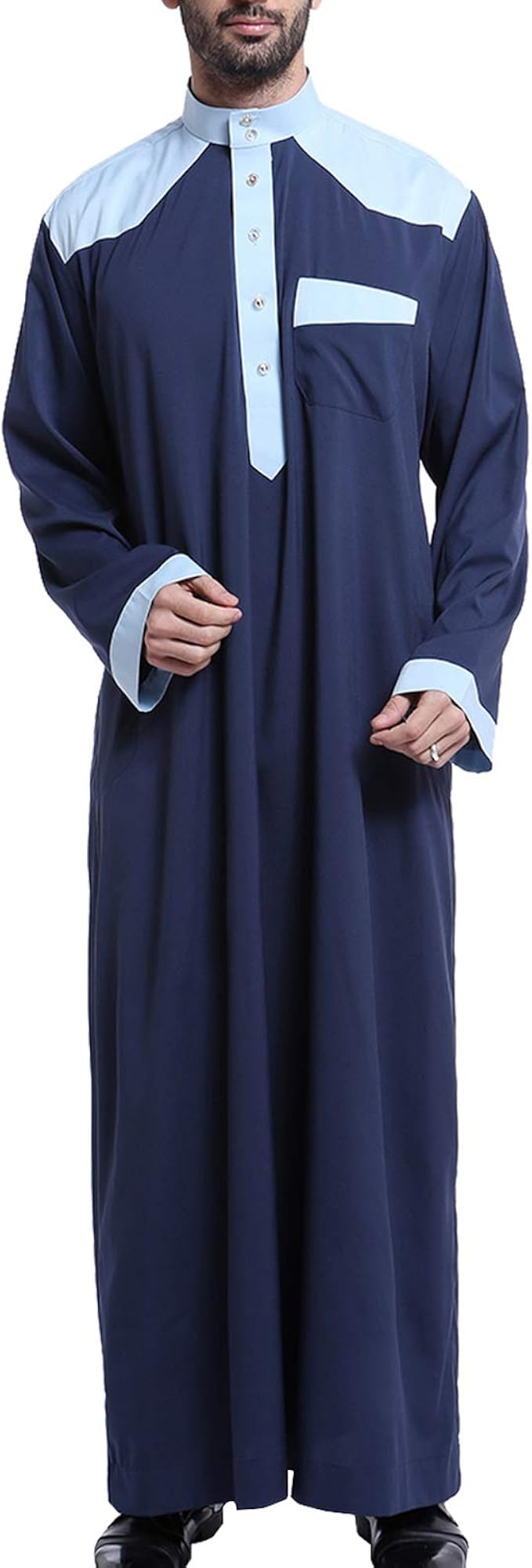 Thobe Homme Musulman GladThink - Manches Courtes, Coton Et Lin, Col Rond, Robe Traditionnelle Confortable