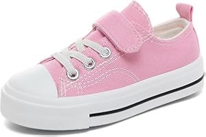 Zoroadke Toddler Boys and Girls Sneakers Low Top Adjustable Strap Canvas Shoes for Kids