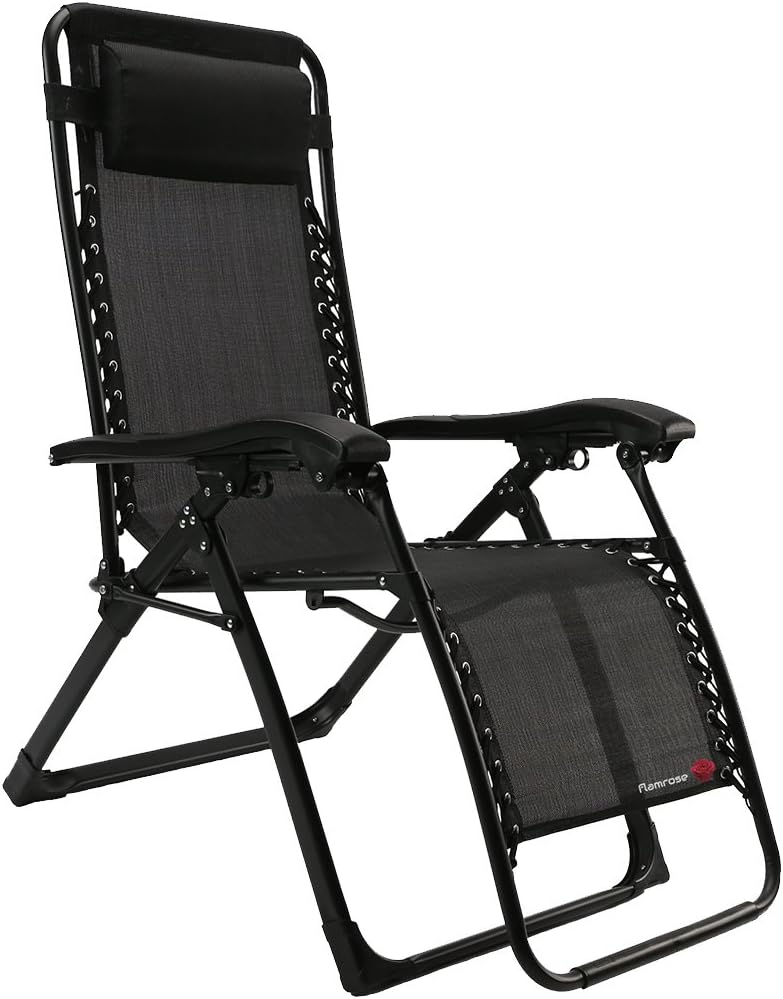 FLAMROSE Upgraded Zero Gravity Lounge Chair with Headrest- Patio,Camping,Beach,Deck,Outdoor