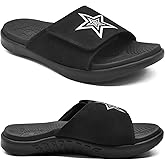 KuaiLu Mens Slides Soft Cushion Sport Sandals with Plantar Fasciitis Arch Support Adjustable Open Toe Summer Slippers Slip on Indoor Outdoor Size 7-15