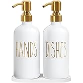 MOMEEMO Kitchen Soap Dispenser Set, Contains Dish and Hand Soap Dispenser, Suitable for Kitchen Counter Decor. (White)