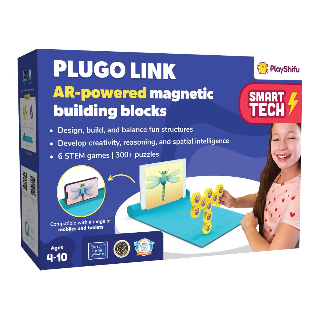 shifu Plugo Link by PlayShifu - STEM Puzzles Kit | Magnetic Building Blocks | Educational Toy Gift for Boys & Girls Ages 4-10 (works with iPads, iPhones, Samsung tabs/phones, Kindle Fire)
