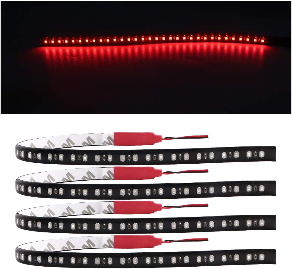EverBright 4-Pack Red Led Strip Lights for Cars, 30CM 1210 32SMD Waterproof Flowing Neon Lights for Car Truck Motorcycles Golf Cart Decoration Led Interior Exterior with 3M Tape, DC-12V: Automotive
