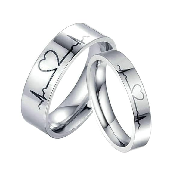 Aeici Eheringe Edelstahl Verlobungsring Paar Silber Ring Gravur Herzschlag