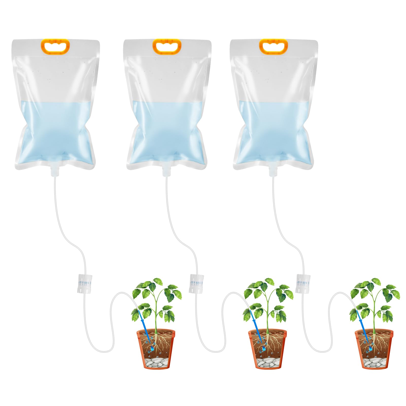 3 PCS Plant Drip Bag, 3.5 L Plant Watering Devices,Self Watering Plant Pots Indoor Automatic Watering System Plant Life Support Drip Irrigation Device with Adjustable Valve Switch