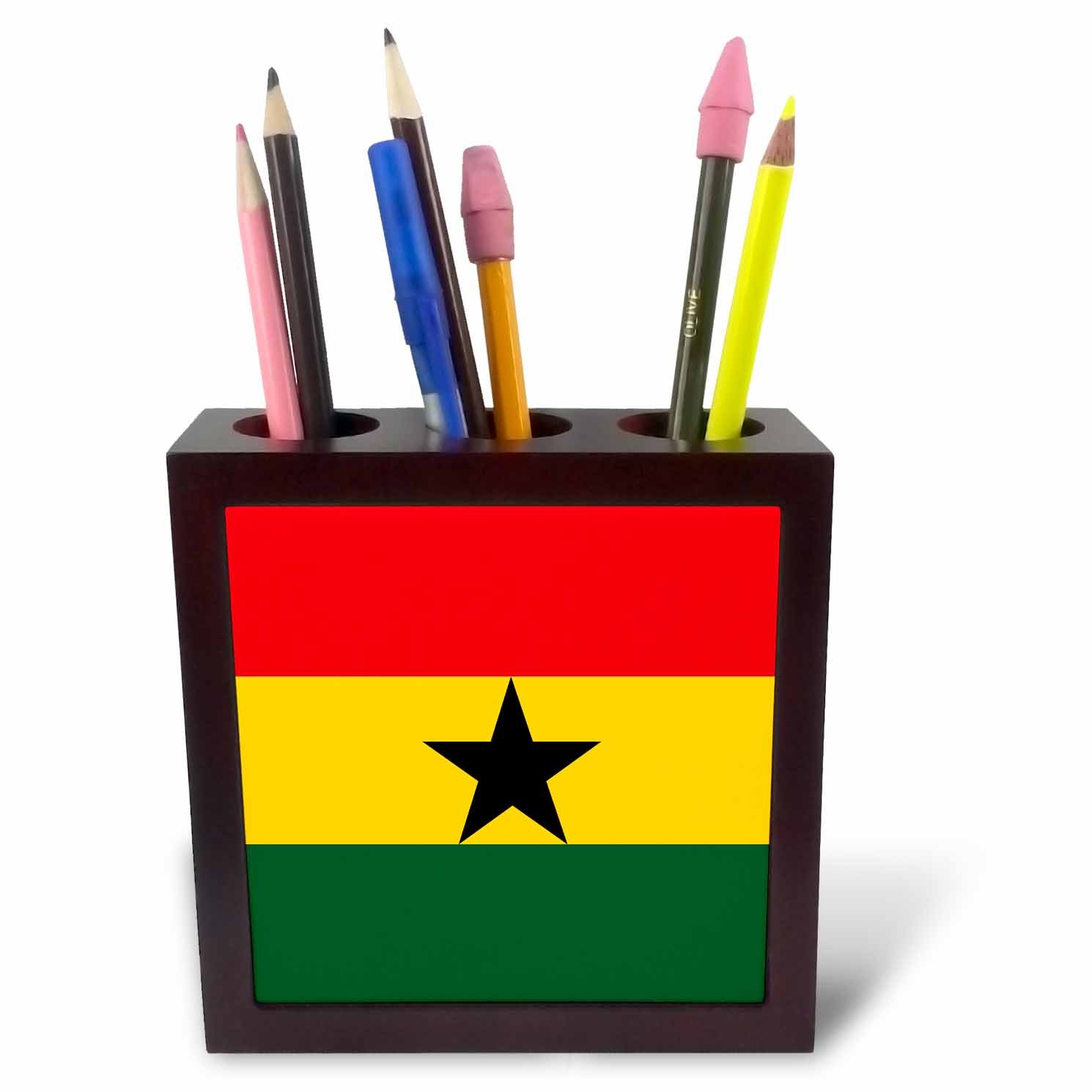 3dRose ph_31546_1 5-Inch Ghana Flag Tile Pen Holder