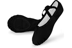 Soudditur Girls Ballet Shoes Women Cotton Canvas Ballet Slippers Yoga/Gymnastic/Dance Split Sole Flats