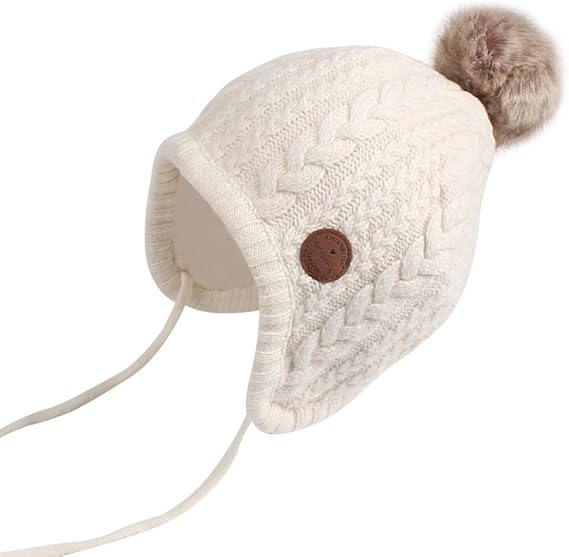 Amazon Co Jp Nasular ベビー帽子 秋冬 赤ちゃん帽子 ニットハット 手編み フリースウール厚さ かわいい やわらかい 肌さわりよく 無地 耳保護 防寒保温 綿 男の子 女の子 キッズ 子供秋冬用 1 2歳 ベージュ 服 ファッション小物
