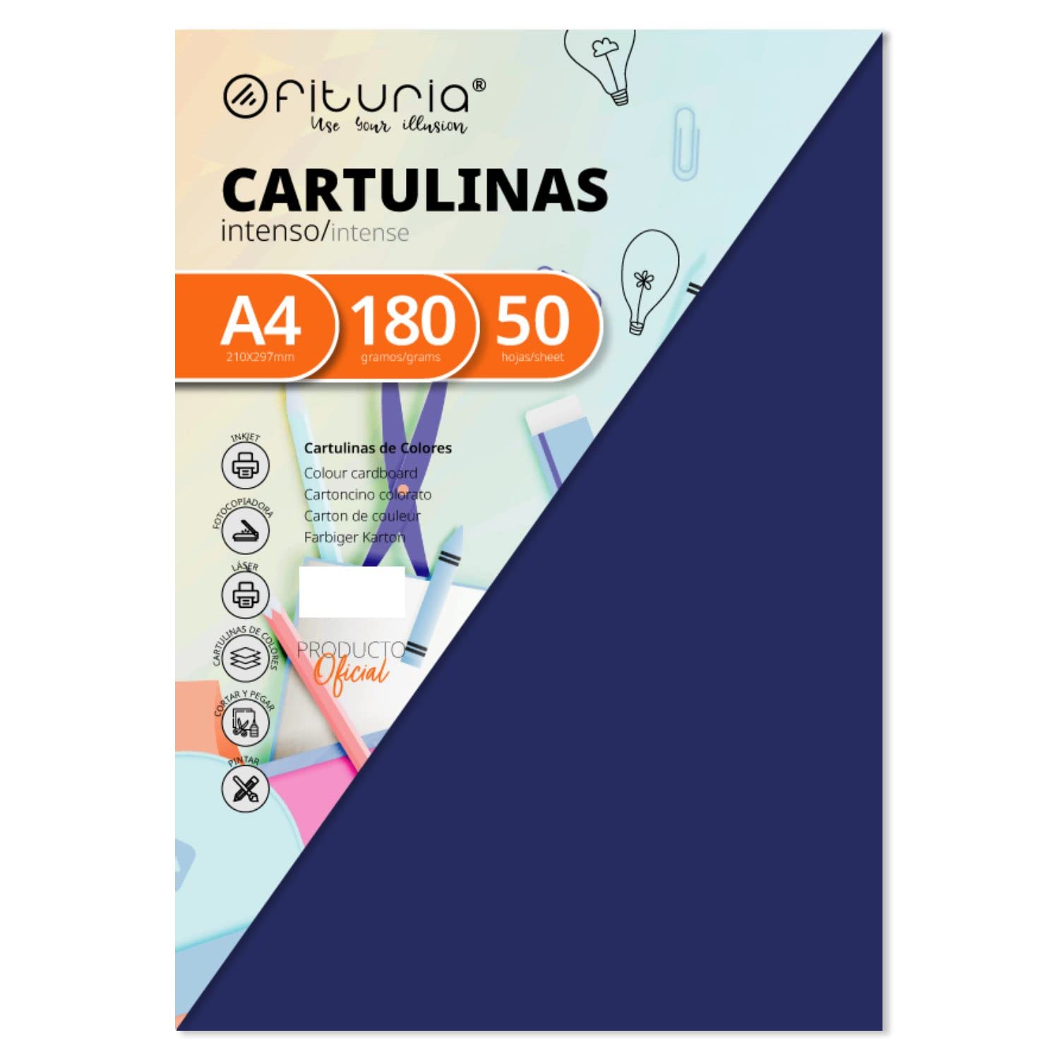 OFITURIA Cardstock 50 Sheets A4 Size 180g, Dark Blue