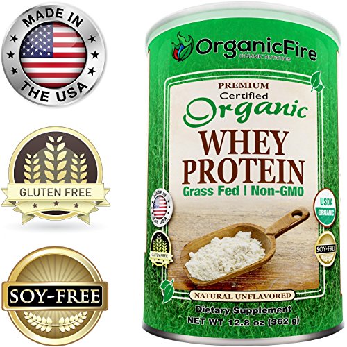 Organic Fire Healthy Nutritious Shakes For Building Lean Muscle For Men & Natural Fat Loss For Women - Our Best Grass Fed Non GMO Whey Protein Powder - Delicious No Sugar/Soy Drinks To Boost Energy