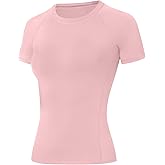 Runhit Compression Shirt Women Short Sleeve Workout Tops Athletic Gym Moisture Wicking T-Shirt Running Yoga Base Layer