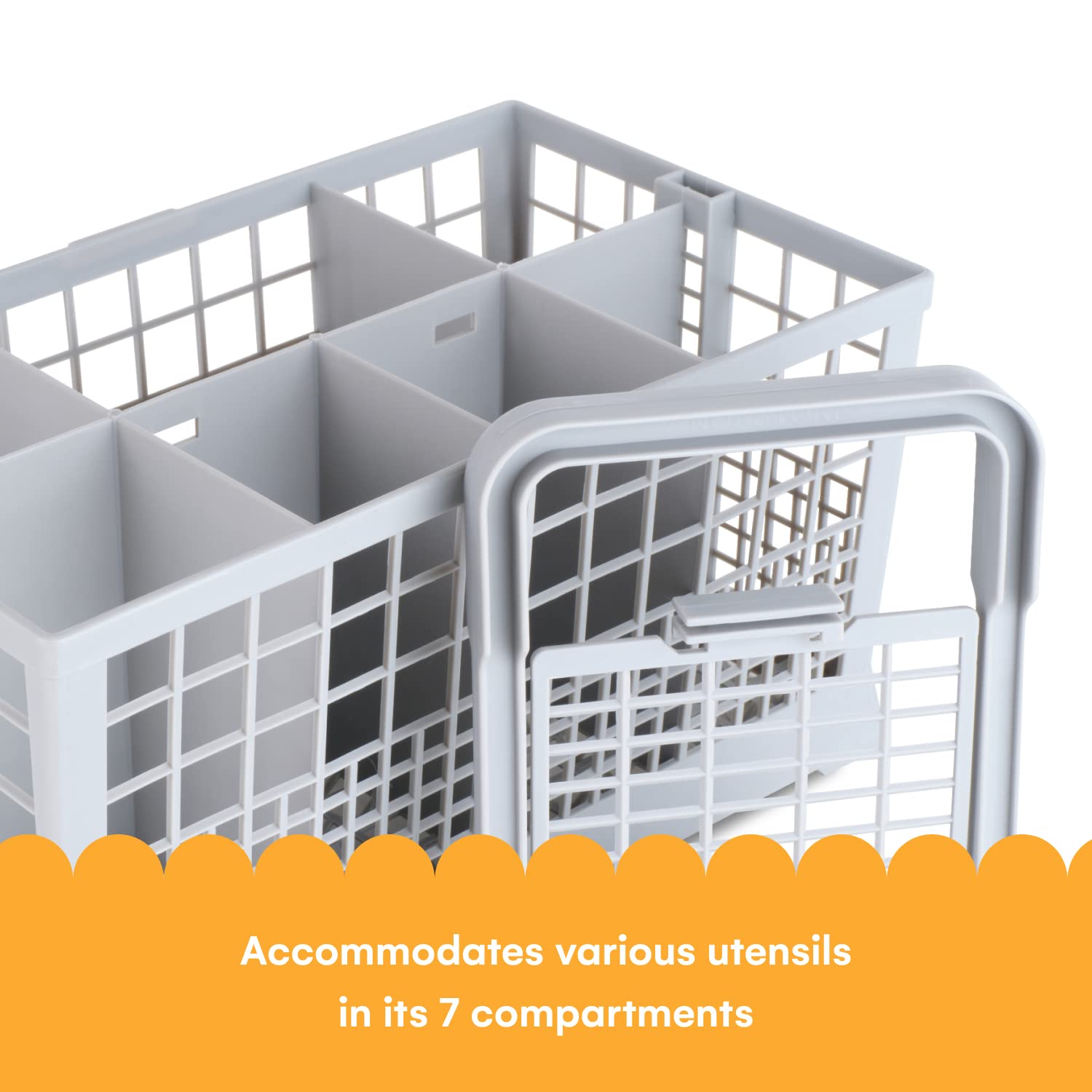 Noa Store Universal Dishwasher Silverware Basket with 7 Compartments and Handle - Ideal for Organizing Cutlery - Silverware Drainer Basket for Kitchen Clean Up - Compatible with Baby Bottles and More