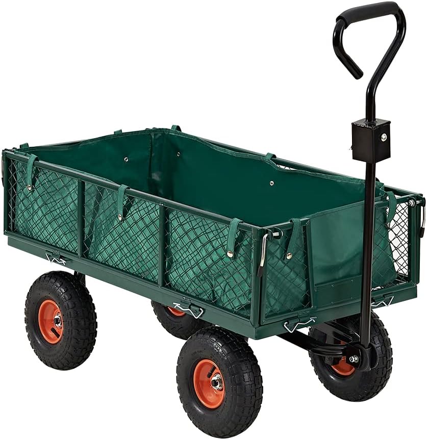 Panana 350KG Heavy Duty Garden Cart Wagon 10" Pneumatic Tyres Removable Sides