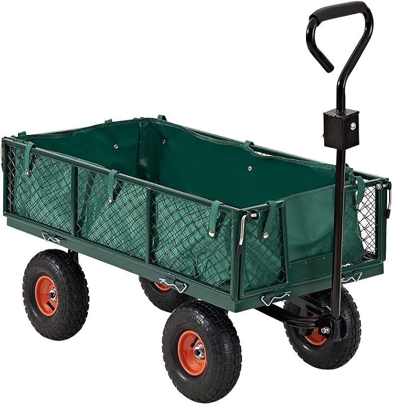 Panana 350KG Heavy Duty Garden Cart Wagon 10" Pneumatic Tyres Removable Sides