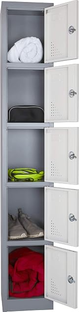 The Workplace Depot 5 Door Heavy Duty Locker Grey White 1800x300x300mm view 6