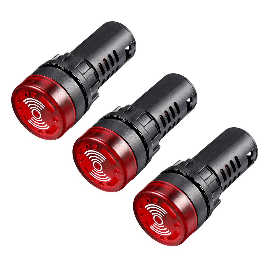 uxcell 3Pcs Red Indicator Light with Buzzer AC/DC 12V, 22mm Panel Mount Flashing Alarm, for Electrical Control Panel, HVAC, DIY Projects: Industrial & Scientific