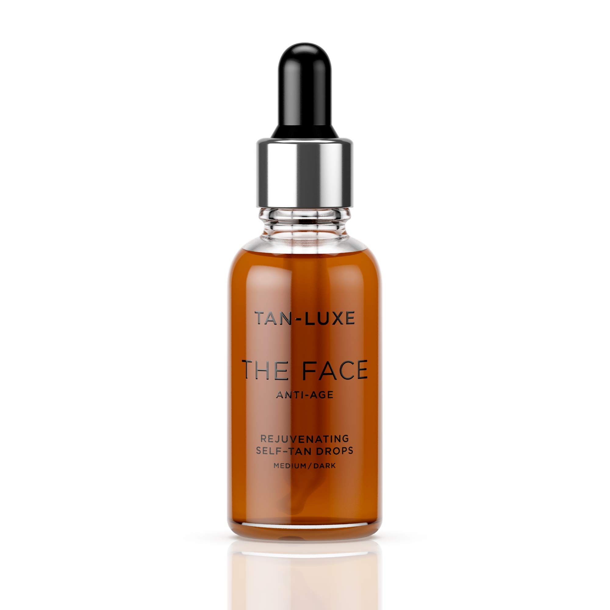 Tan-Luxe THE FACE Self Tan Drops, Medium/Dark (30 ml) Add Anti Aging Tanning Drops to Skin Care for Custom Face Tan, Cruelty Free & Vegan